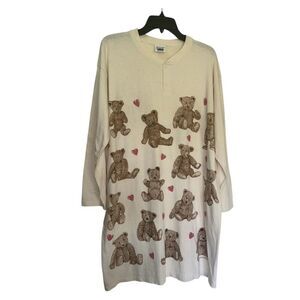 VINTAGE 1990’s PAINTED LADY TEDDY BEAR LOUNGE SHIRT SUPER CUTE & COZY- ONE SIZE